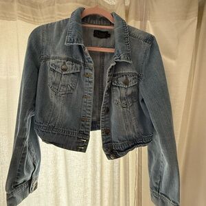 Blue Cropped Distressed Jean Jacket